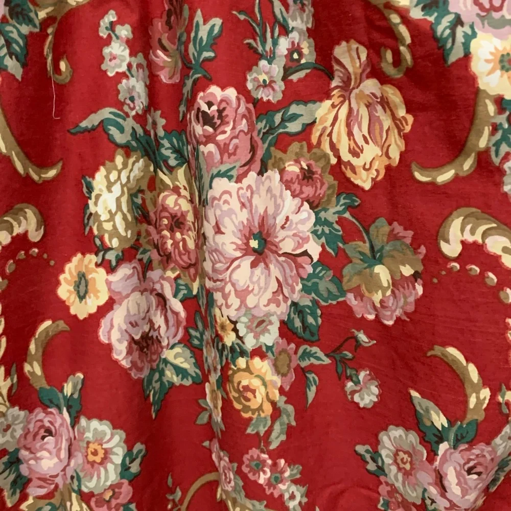 Vintage Ralph Lauren red floral scrolls twin duvet cover